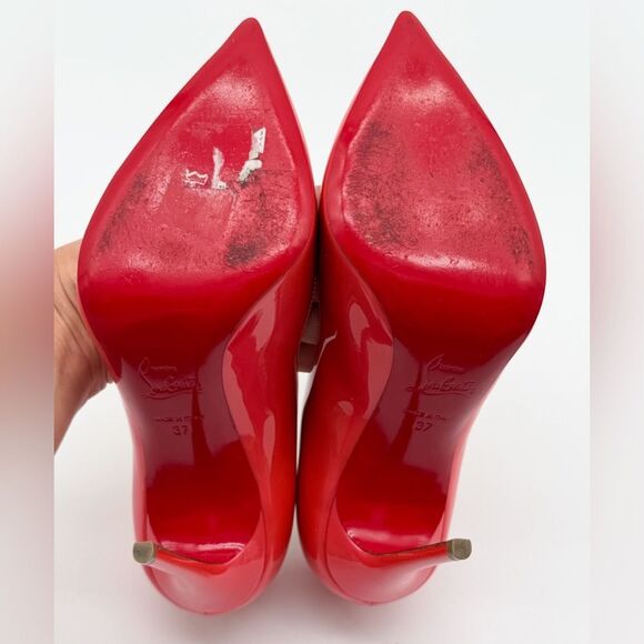 Christian Louboutin Hot Chick 100 mm Patent Fluo Metal Florida Pink Heel Pump 37 - Picture 8 of 12